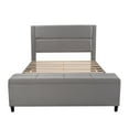 thumbnail image 1 of Upholstered Queen Size Bed Frame Modern Storage Bed with Ottoman Bench, Fabric Cushion Platform Bed Frame with Velvet Headboard and Wood Slats, No Box Spring Needed (Light Grey), 1 of 8
