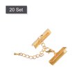 thumbnail image 3 of Unique Bargains 20Sets Ribbon Crimp Clamp Ends with Lobster Claw Clasps & Chain 25mm Light Golden, 3 of 7