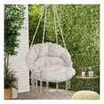 thumbnail image 2 of Macrame Hammock Chair - 330 Lbs Capacity - Indoor/Outdoor Hanging Chair with Cushion - Beige Cotton Rope, 2 of 6