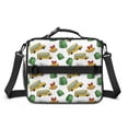 thumbnail image 2 of School Bus and Backpacks White Pattern Insulated Lunch Bag with Shoulder Strap and Bottle Holder,Bento School Lunch Bag Box,11x9.5x3.5 Inches, 2 of 5