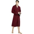 thumbnail image 3 of U2SKIIN Mens Cotton Blend Robes, Lightweight Soft Spa Knit Bathrobe for Men,(Burgundy,L/XL), 3 of 4