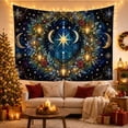 thumbnail image 3 of Celestial Star and Moon Phase Wreath Against Starry Sky Mystical Fantasy for Meditation Enthusiasts Serene Wall Art Decor Housewarming Gift Tapestry Wall Hanging for Bedroom and Dorm, 3 of 7