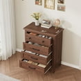 thumbnail image 3 of Dresser for Bedroom, 34.8 in Tall 4-Drawer Dresser with Large Storage, Wooden Chest of Drawers for Living Room, Brown, 3 of 7