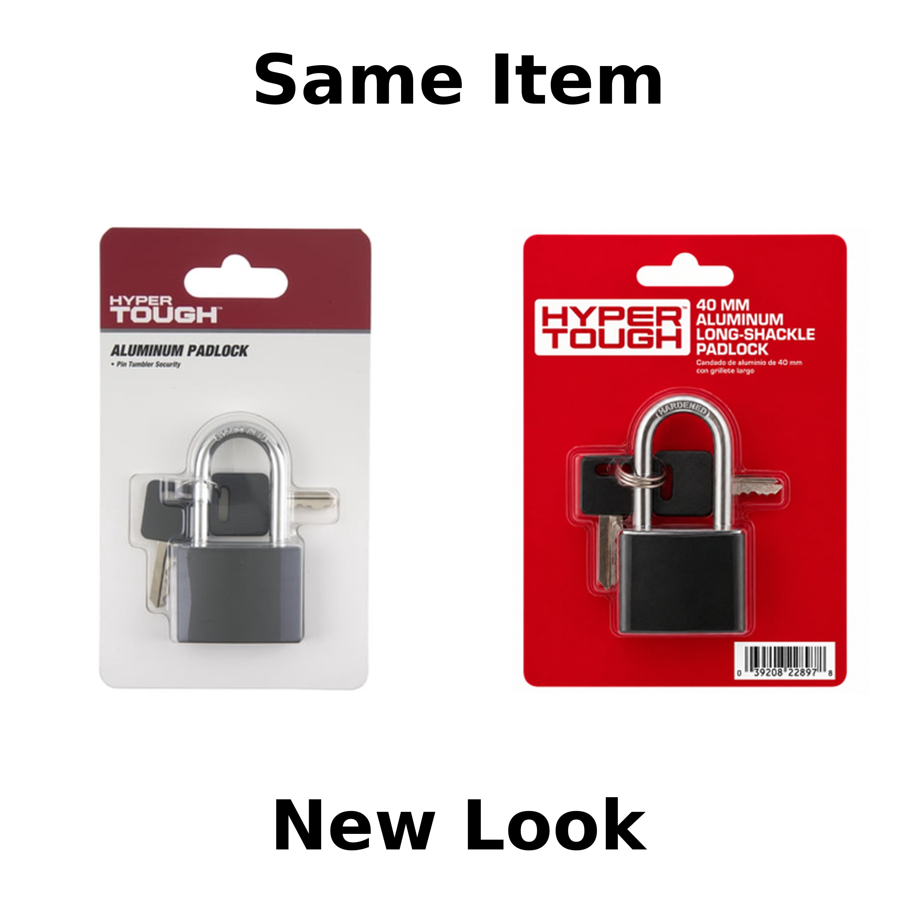 (2 pack) Hyper Tough 1-9/16 in. (40mm) Covered Aluminum Keyed Padlock with 1-1/2 in. (38mm) Hardened Steel Shackle