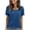 Blue-blouse, variant on AnuYalue Color Block T-Shirts for Women Low Cut V Neck Summer Short Sleeve Tops Loose Fit Casual Tunic Blouses