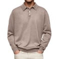 thumbnail image 2 of Mens Polo Shirts Long Sleeve Button Down Collar Casual Golf Shirt Breathable Basic Solid Color Loose Tops, 3XL, 2 of 6