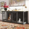 thumbnail image 4 of Timechee Indoor Furniture Style Dog Kennel with Removable Divider for 2  Dogs Black+Wood, 4 of 5