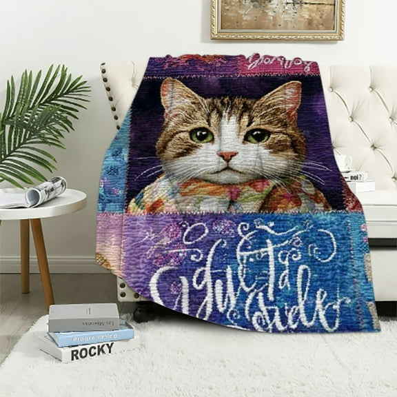 Patifu Cat Throw Blanket Cat Gift Girls Women Cat Lover Gifts for Cat Mom/Enthusiasts, Cat Themed Gifts Funny Cat Gifts for Crazy Cat Lady Birthday Gradution Travel   40x50in
