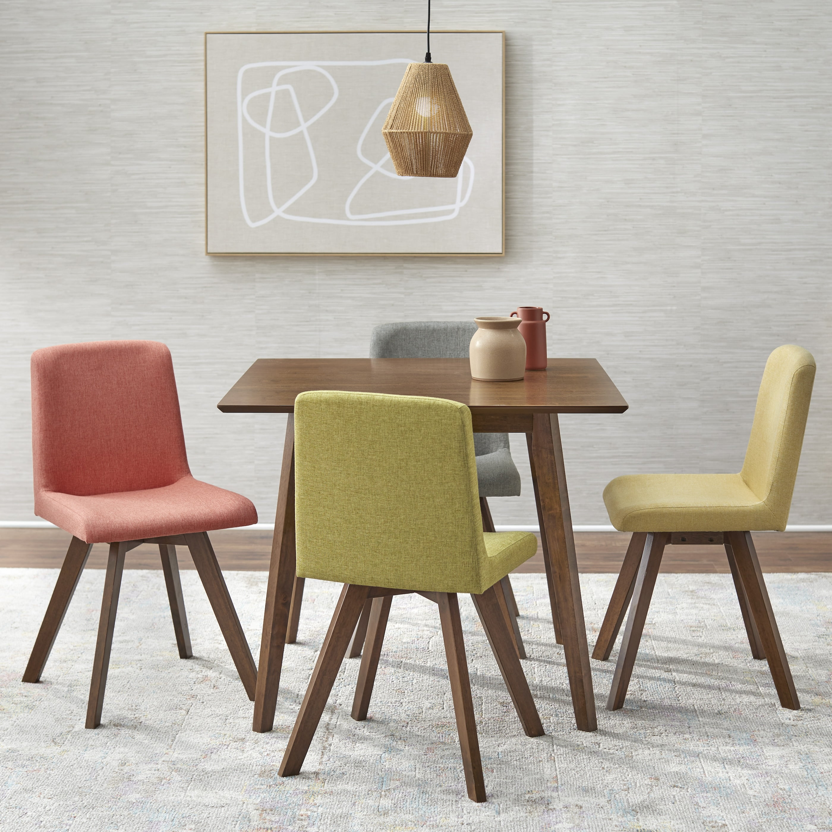 TMS Rochelle Indoor Dining Chairs, Set of 4, Walnut/Multi-color