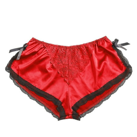 Ukumplol Womens Athletic Shortsplus Size Shorts for Womengym Shorts Womensilk Satin Flowers Floral Lace Pajamas Underwear Women Shorts S-xxxllounge Shorts Womenyoga Shorts Red 2XL