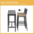 thumbnail image 5 of 3-Piece Outdoor Patio Bar Set, Bar Height Patio Dining Set, Weather-Resistant Bistro Counter Pub Set with Cushions & Slatted Tabletop for Backyard(Grey, 55" Table, 2 Vertical Back stools), 5 of 7