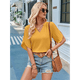thumbnail image 5 of Blusas de Mujer de con Cuello en V, Corta, Holgadas, Informales, de Negocios, de Verano, Color Amarillo, Talla M, 5 of 10