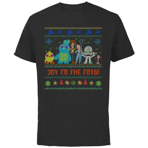 Disney PIXAR Joy to the Toy Story 4 Ugly Christmas Sweater - Short Sleeve Cotton T-Shirt for Adults - Customized-Black