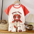 thumbnail image 2 of Nwiuh Ensemble de Pyjama pour Filles 2 Pcs Pyjamas à Manches Courtes Tenue de Nuit pour Enfants de 6 Mois à 6 Ans (Rouge, 3-4 Ans), 2 of 3