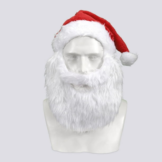 Set De Barba Y Gorro De Papá Noel – Disfraz Navideño Con Barba De Fibras Sintéticas Y Gorro De Felpa, Ajustable Con Elástico, Apto Para Fiestas Y Cosplay