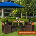 thumbnail image 4 of Costway 9 PCS Patio Rattan Dining Set Cushioned Chairs Ottoman Wood Table Top Black, 4 of 10