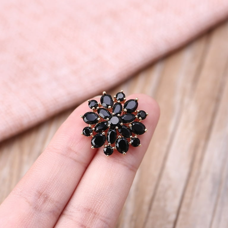  Black Rhinestone Buttons for Clothing 7/8 Inch Embellishments  Buttons Bulk with Metal Shank Flower Rhinestone Buttons for Jewelry Making  Decor