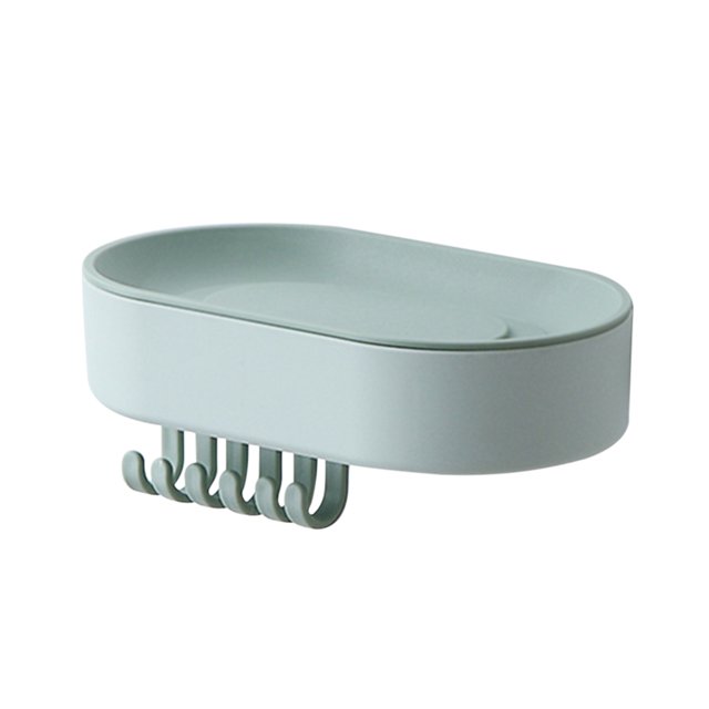 Billuyoard Jabonera de baño, soporte de caja de jabón de baño montado en la pared con gancho, estante de almacenamiento de esponja, plástico para Juegos de accesorios de baño Verde Billuyoard HA003097-01