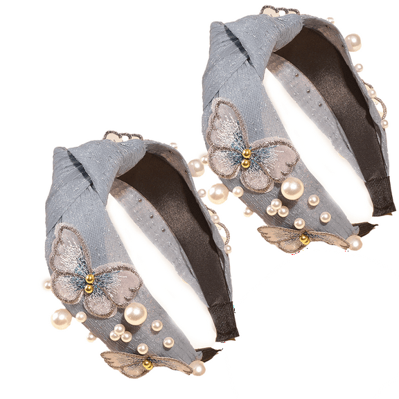 Knotted Pearl Headband Butterfly Hair Accessories Hairbands for Girls No Slip Fashion Cute Top Knot Headband
