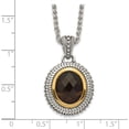 thumbnail image 3 of 14K/Silver Two-Tone Sterling Silver With 14K Accent Antiqued Smokey Quartz Necklace (18 X 18.31) Made In Thailand qtc1675, 3 of 5