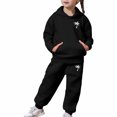thumbnail image 5 of Glisme Girls Outfits Long Sleeve Round Neck Tracksuit Cartoon Prints Hoodies Pants Classic Little Girls Clothes Black, 5 of 5