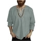 thumbnail image 2 of Blusas y camisas de manga larga con cuello en V para hombre, blusas casuales de moda con cordón y cuello en V de manga larga, blusas para hombre, 2 of 5