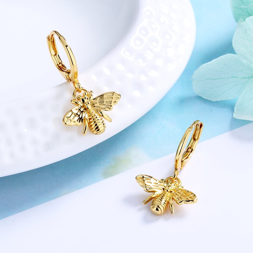 Amy & Annette 14K Gold Plated Bee Huggie Earrings photo 4