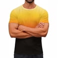 thumbnail image 2 of Men's Casual Summer Short Sleeve T-Shirts Gradient Ombre Crew Neck Tee Tops Yellow, 2 of 8
