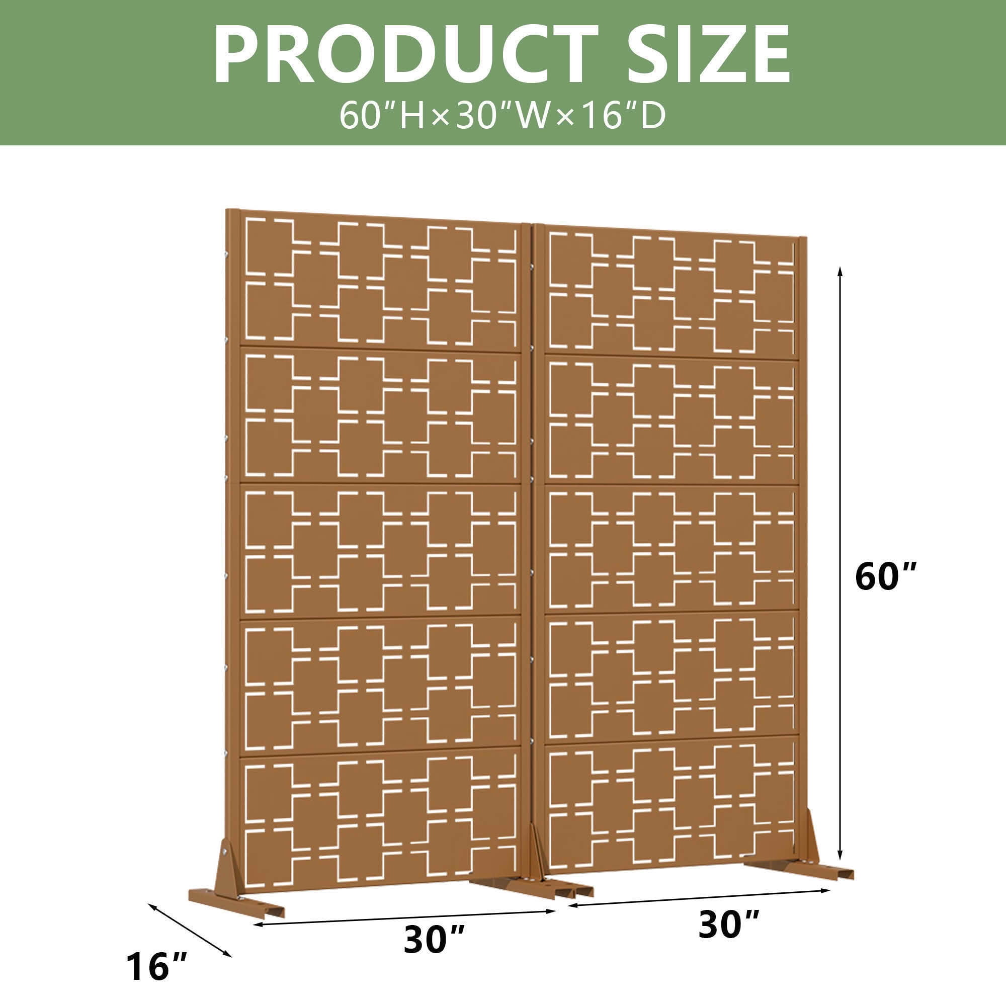 MAYEERTY 59x30 Brown Double-sided Outdoor Natural Privacy Panel Screen, 5 Piece Set Natural Folding Divider for Backyard and Garden
