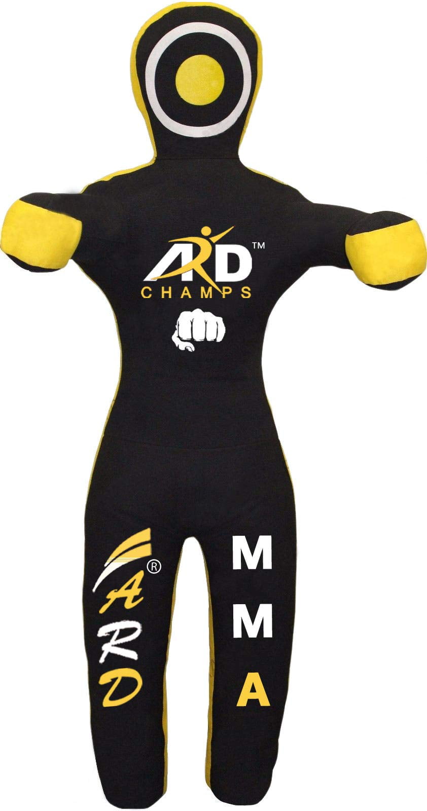 2Fit™ Brazilian Grappling Canvas Straight Dummy MMA Wrestling Judo Black/Yellow 