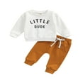 thumbnail image 1 of Infant Baby Boys Fall Winter Outfits Long Sleeve Sweatshirt Letter Print Pullover Tops Jogger Pants Set, 1 of 6