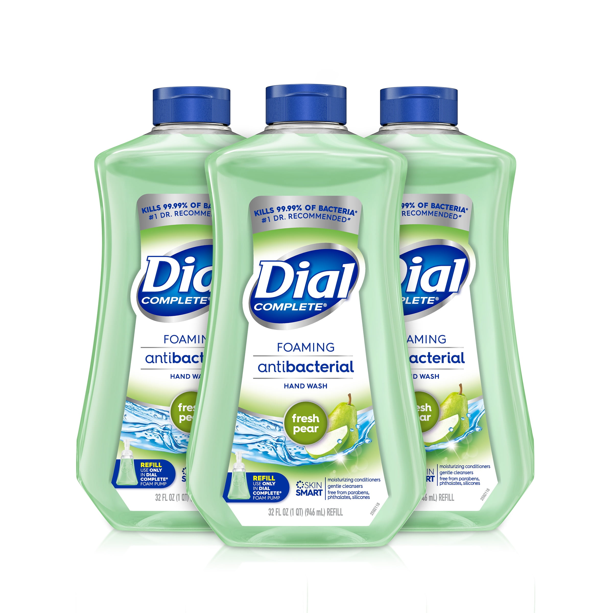 (Pack of 3) Dial Complete Antibacterial Foaming Hand Wash Refill Fresh Pear 32 Fluid Ounce
