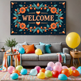 thumbnail image 3 of Welcome Banner Floral Decorative Background Backdrop for Events Home Office Parties Showroom Retail Decor Vertical Horizontal Durable Reusable, 3 of 5