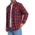 thumbnail image 4 of INSPIRE CHIC Men's Contrasting Colors Checked Slim Fit Long Sleeved Button Down Shirts with Pocket L Red Blue, 4 of 7