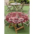 thumbnail image 5 of Outdoor Tablecloth with Umbrella Hole, Red Boho Spillproof Waterproof Outdoor Table Cover, Ethnic Tribal Abstract Traditional Floral Patio Tablecloths for Party/Garden/Picnic, Round 54 inch, 5 of 9
