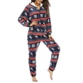 thumbnail image 3 of Mono de manga larga con cremallera para mujer, pijama de lana a cuadros y rayas, ropa de dormir cálida y gruesa, otoño, 3 of 4