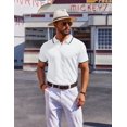 thumbnail image 4 of Polo COOFANDY de manga corta, casual, vintage, de golf, blanco, 4 of 7
