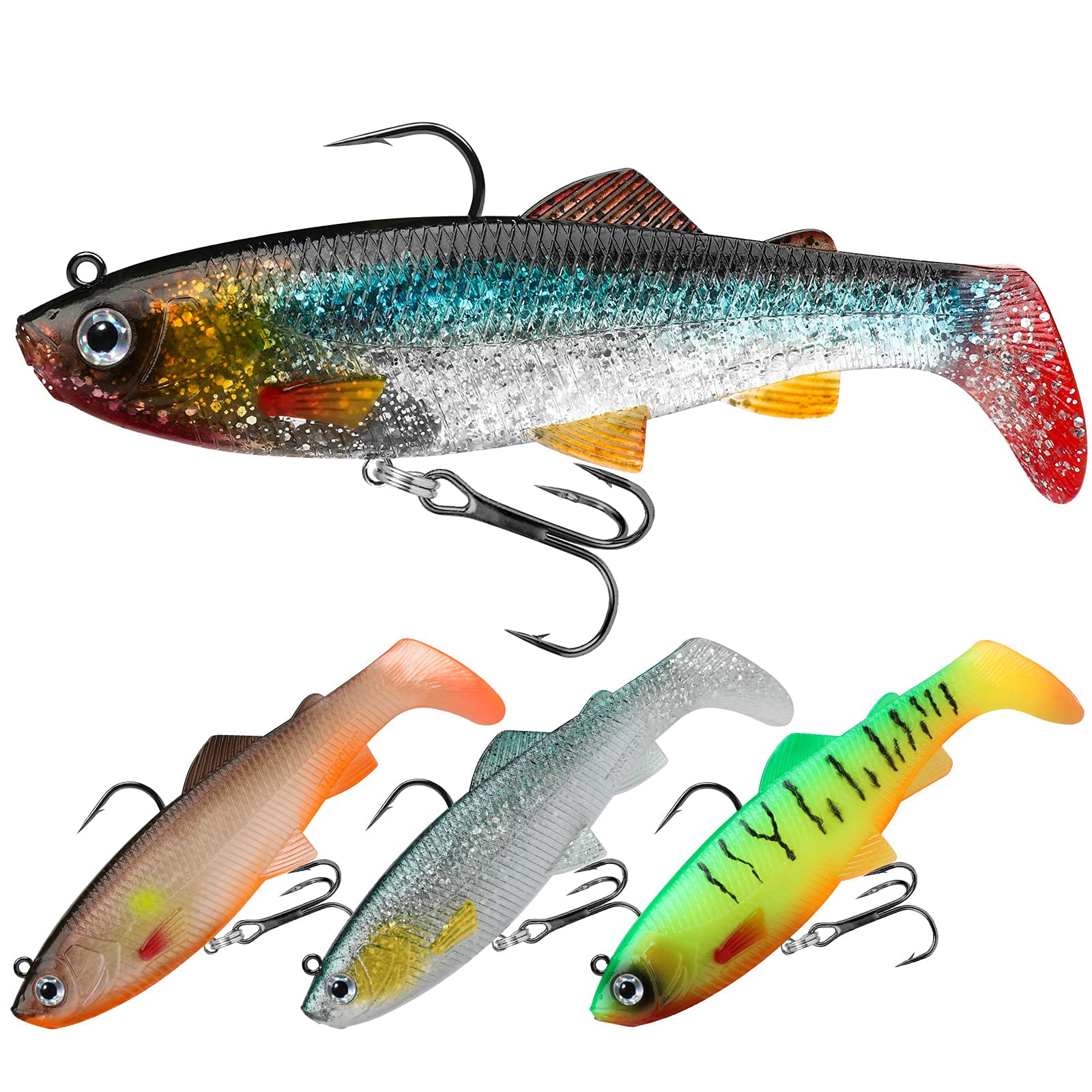 Pre-Rigged Fishing Lures, Premium Shrimp Lure with VMC Hook, Best Bottom  Soft Swimbaits for Bass, Fishing Baits with Spinner, Bass Trout Crappie  Walleye Pike Striper Perch Musky Fishing Jigs 
