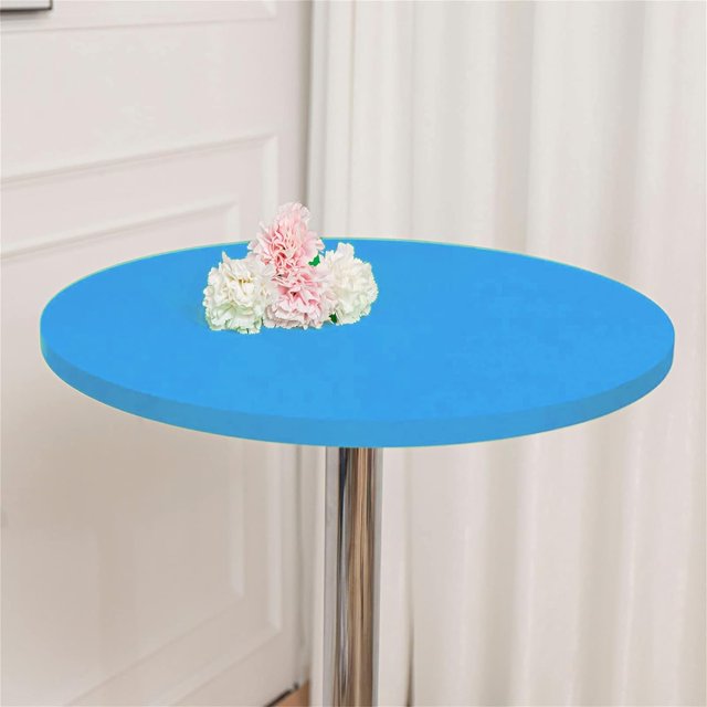 ORUYROP 2-Pack Cocktail Round Table Topper Cap Spandex Fitted Stretch Cocktail Tablecloth Tight Stretchable Elastic for Weddings Banquets Events Parties Restaurants(Size: 140cm,Color: Sky Blue