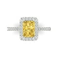 thumbnail image 2 of 1.86ct emerald cut yellow natural citrine 18k white gold halo Bridal Wedding Engagement Promise Anniversary Ring for Women size 6, 2 of 7