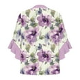 thumbnail image 5 of GERsome Womens 3/4 Ruffle Sleeve T-Shirts Button Down V Neck Summer Tunic Tops Casual Loose Fit Floral Print Work Business Blouses, Sizes S-2XL, 5 of 5