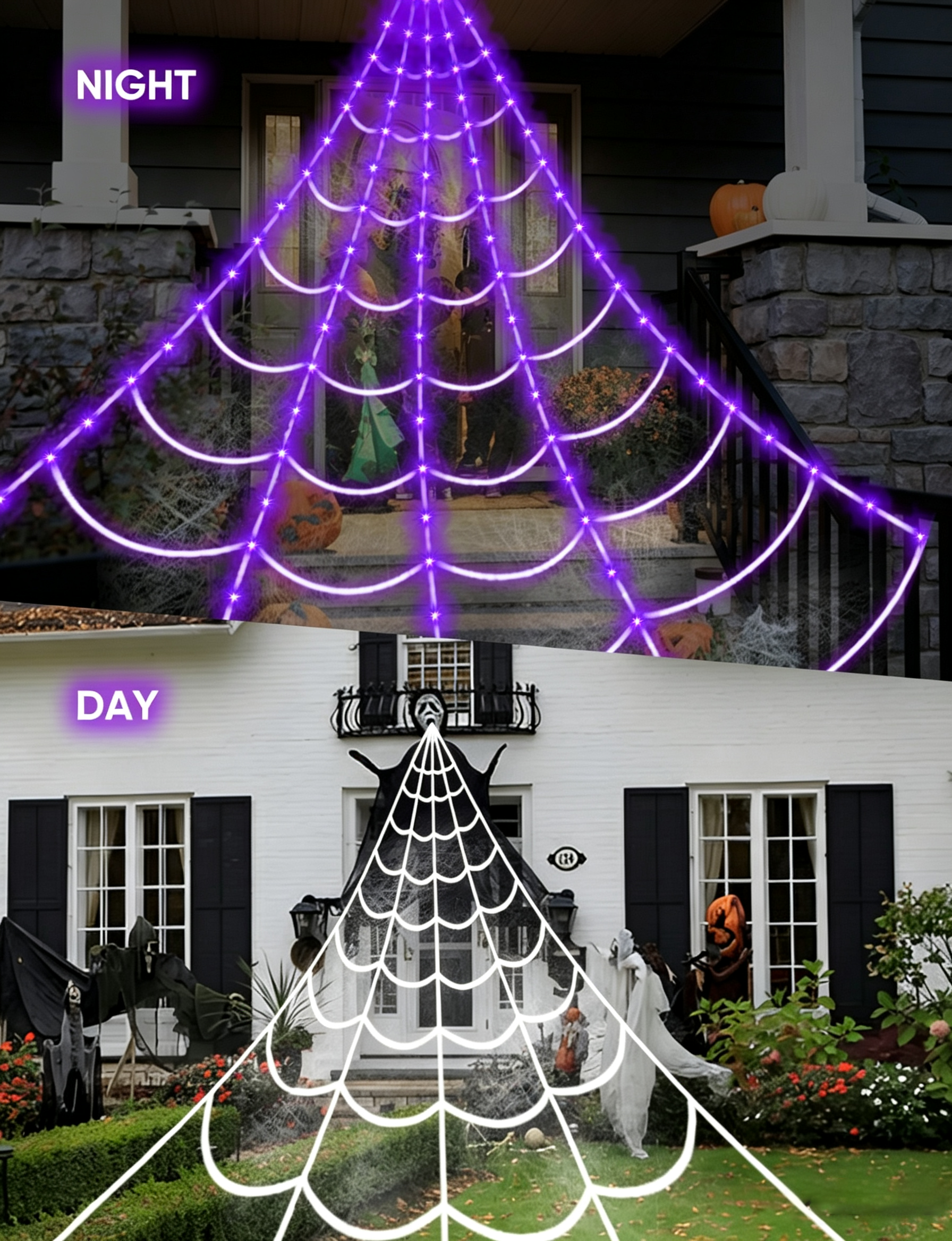 LCHUANG Large Spider Web Halloween String Lights with Remote photo 3