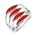 thumbnail image 4 of Amazing Waves Myriad of Synthetic Red Coral Stone Sterling Silver Ring for Female Anniversary-9, 4 of 6
