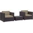 thumbnail image 2 of Modway Burrow 3 Piece Outdoor Patio Sofa Set in Espresso Mocha, 2 of 3