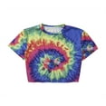 thumbnail image 5 of KOMOO Women Tie Dye Crop Tops Summer Short Sleeve Casual T-shirt Round Neck Short Tops Streetwear, 5 of 10