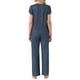 thumbnail image 3 of Pijamas para mujeres INSPIRE CHIC, camiseta de cuello en V de manga corta con pantalones de tiro ajustable, conjuntos de lounge impresos con bolsillos, S, punto azul, 3 of 5
