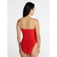 thumbnail image 4 of Time and Tru Women's and Women's Plus Eyelet Bandeau One Piece Swimsuit with Side Shirring, Sizes XS-3X, 4 of 6