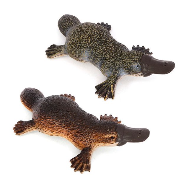 Juego de figuritas realistas de PVC con forma de ornitorrinco, modelo de vida silvestre, juguete par