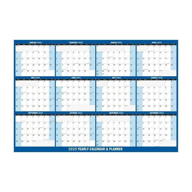 Calendario 2025 en inglés, de pared, adhesivo de doble cara, borrable, plegable, 2025.1.1 2025.12.31