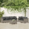 thumbnail image 1 of vidaXL 6 Piece Garden Lounge Set with Cushions Grey Poly Rattan, 1 of 5